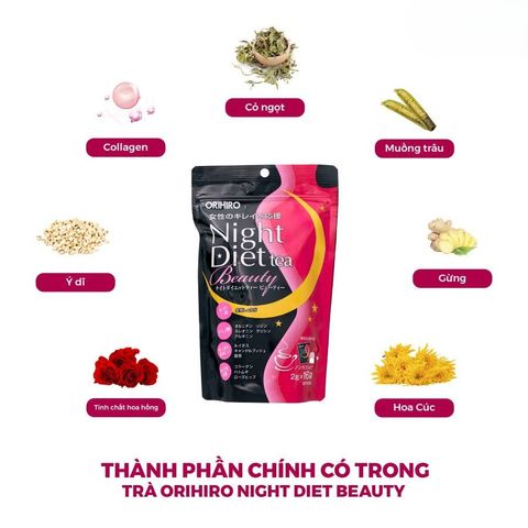 Trà Giảm Cân Ban Đêm Night Diet Tea Orihiro Nhật Bản - Hỗ Trợ Giấc Ngủ Ngon, Đốt Cháy Mỡ, Kiểm Soát Cân Nặng Từ Thiên Nhiên