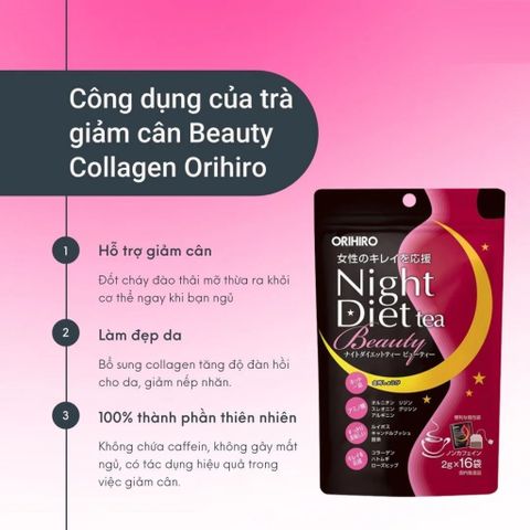 Trà Giảm Cân Ban Đêm Night Diet Tea Orihiro Nhật Bản - Hỗ Trợ Giấc Ngủ Ngon, Đốt Cháy Mỡ, Kiểm Soát Cân Nặng Từ Thiên Nhiên