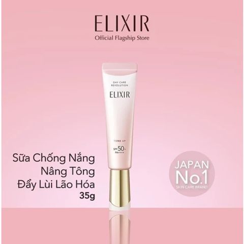 Sữa Chống Nắng ELIXIR SUPERIEUR DAY CARE REVOLUTION TONE UP 35g - Nâng Tone Da, Bảo Vệ Da Khỏi Tia UV, Nội Địa Nhật Bản