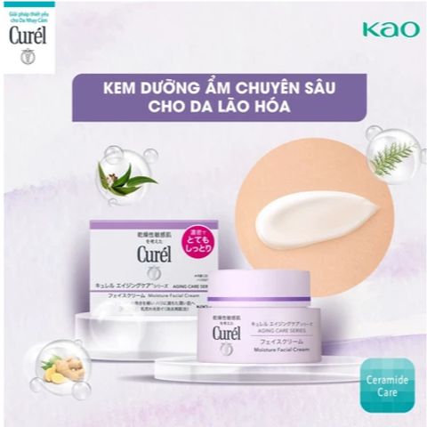 Curél Kem Dưỡng Ẩm Chuyên Sâu Ngăn Lão Hóa 40g - Phục Hồi Da Lão Hóa, Chăm Sóc Da Nhạy Cảm, Nội Địa Nhật Bản
