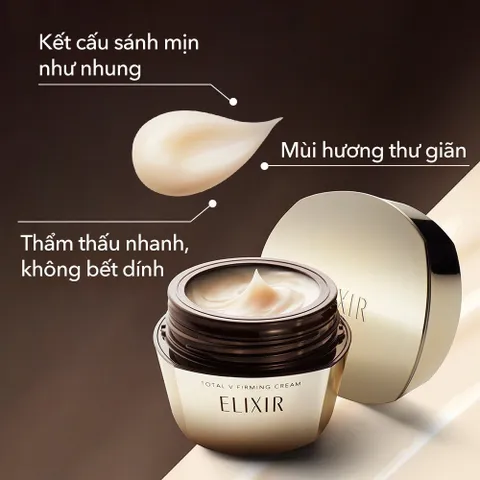 Kem Dưỡng Chống Lão Hóa ELIXIR TOTAL V FIRMING CREAM 50g - Giúp Da Rạng Rỡ, Ngăn Ngừa Chảy Xệ, Xuất Xứ Nhật Bản