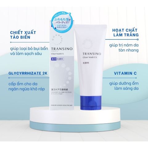 Sữa Rửa Mặt Transino Clear Wash Nhật Bản - Làm Sạch, Làm Sáng Da và Giảm Nám, Chăm Sóc Da Mặt Nổi Bật 2023