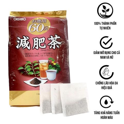 Trà Giảm Mỡ Bụng Orihiro Genpi Tea 60 Gói Nhật Bản - Hỗ Trợ Giảm Cân, Tăng Cường Tiêu Hóa, Chống Oxy Hóa Tự Nhiên