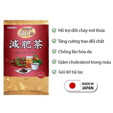 Trà Giảm Mỡ Bụng Orihiro Genpi Tea 60 Gói Nhật Bản - Hỗ Trợ Giảm Cân, Tăng Cường Tiêu Hóa, Chống Oxy Hóa Tự Nhiên