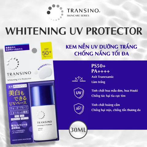 Kem Chống Nắng Dưỡng Trắng Da Transino Whitening UV Protector SPF50 PA ++++ - 4 Trong 1 Chống Nắng, Dưỡng Trắng, Bảo Vệ Da, Nội Địa Nhật Bản