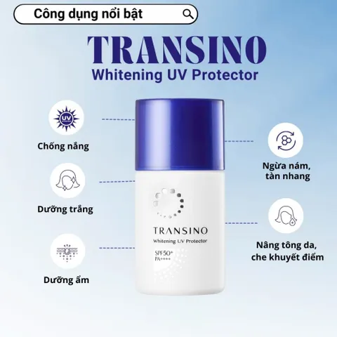 Kem Chống Nắng Dưỡng Trắng Da Transino Whitening UV Protector SPF50 PA ++++ - 4 Trong 1 Chống Nắng, Dưỡng Trắng, Bảo Vệ Da, Nội Địa Nhật Bản