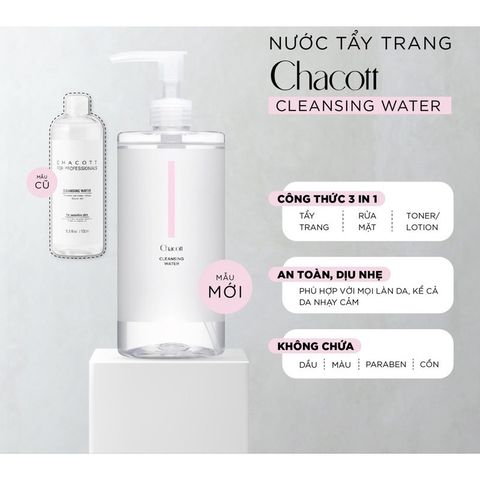 Nước Tẩy Trang Chacott Cleansing Water 500ml - Giải Pháp Tẩy Trang Hoàn Hảo, Dưỡng Ẩm, Dành Cho Da Nhạy Cảm, Trang Điểm Chai Lì