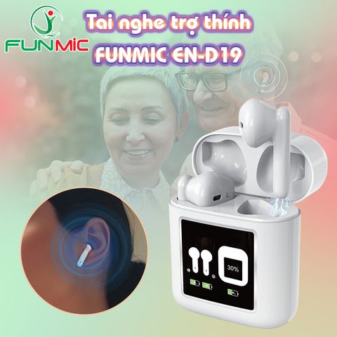 Tai Nghe Trợ Thính Không Dây FUNMIC EN-D19 Cao Cấp - Thiết Kế Nhỏ Gọn, Âm Thanh Sống Động Cho Người Già, Người Điếc, Lãng Tai