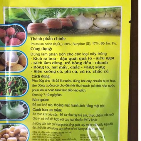 5 gói Phân Bón Siêu Kali Nhập Khẩu 50g - Tăng Cường Đất Màu Mỡ Cho Cây Mới và Thực Vật Ngoài Trời