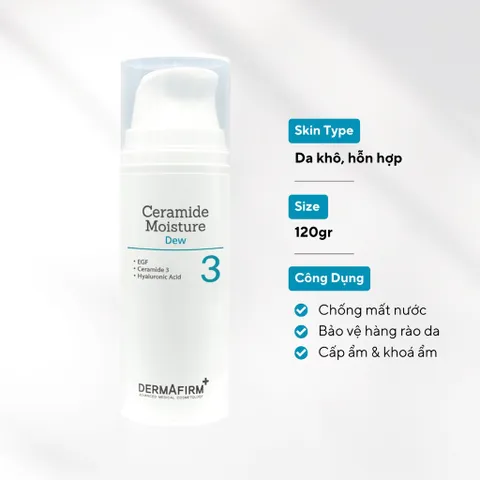 Sữa Dưỡng Ẩm Dermafirm Ceramide Moisture Dew 120ml - Công Thức Chống Mất Nước Cho Da Tươi Trẻ, Hàng Nhập Khẩu