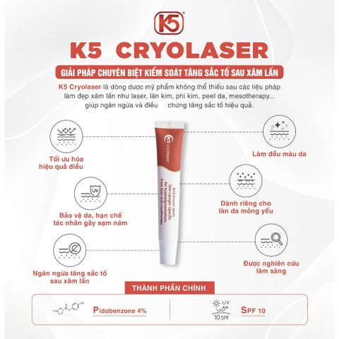 Kem Giảm Sạm Nám K5 Lipogel và K5 Cryolaser - Giải Pháp Làm Sáng Da và Ngăn Ngừa Tăng Sắc Tố Nám Sau Laser
