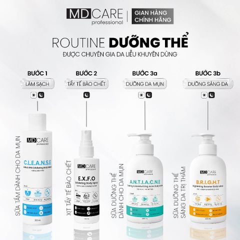 Sữa Dưỡng Thể Sáng Da MD CARE 200ml - Chống Lão Hóa, 4% Alpha Arbutin & 3% Niacinamide - Dưỡng Trắng, Mờ Thâm, Cải Thiện Kết Cấu Da