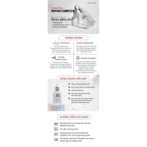 Serum GoodnDoc Repair Complex 30ml - Dưỡng ẩm phục hồi làm dịu và ngừa lão hóa da - Hàng nhập khẩu Hàn Quốc