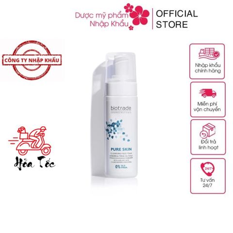 Sữa rửa mặt Biotrade Pure Skin Cleansing Face Foam trẻ hoá làm sạch mụn đầu đen, thu nhỏ lỗ chân lông, giúp da đều màu