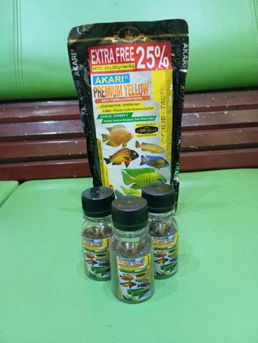 Cám Cá Lóc AKARI Yellow 1mm - Thức ăn tăng màu cho cá cảnh Ali và Lóc, Giúp nâng cao màu sắc và sức khỏe cá