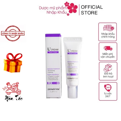 Kem tái tạo da Dermafirm L'Cream 20ml - Chăm sóc da phục hồi làm lành vết thương sau liệu trình công nghệ cao, chống lão hóa