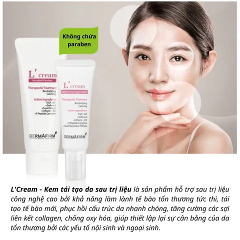 Kem tái tạo da Dermafirm L'Cream 20ml - Chăm sóc da phục hồi làm lành vết thương sau liệu trình công nghệ cao, chống lão hóa