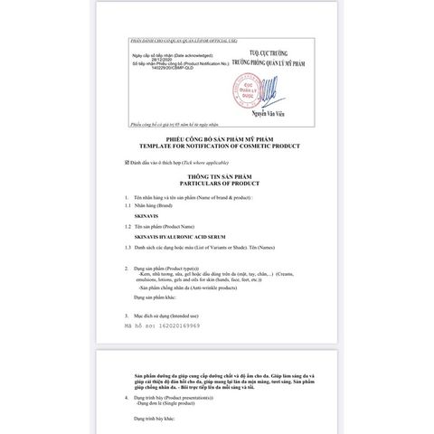 Tinh Chất Serum Dưỡng Cấp Ẩm SKINAVIS Hyaluronic Acid & Niacinamide + B5, Phục Hồi Da Khô, Làm Trắng Da Tự Nhiên 30ml