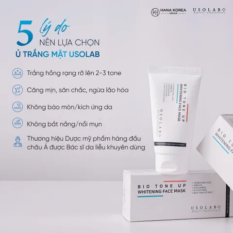 Kem ủ trắng da mặt Usolab Bio Tone Up - Kem dưỡng trắng sáng, cải thiện sắc tố, làm mờ nám, cung cấp độ ẩm và chống lão hóa từ Hàn Quốc