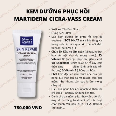 Kem Dưỡng MartiDerm B5 Skin Repair Cicra Vass Cream - Dưỡng Ẩm Tái Tạo Da Tổn Thương, Nhạy Cảm 30ml, Hàng Nhập Khẩu