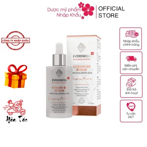 Serum Dưỡng Ẩm Evenswiss Vitamin B5 50ml - Phục Hồi Da Nhạy Cảm, Cung Cấp Độ Ẩm, Chống Nếp Nhăn, Hyaluronic Acid