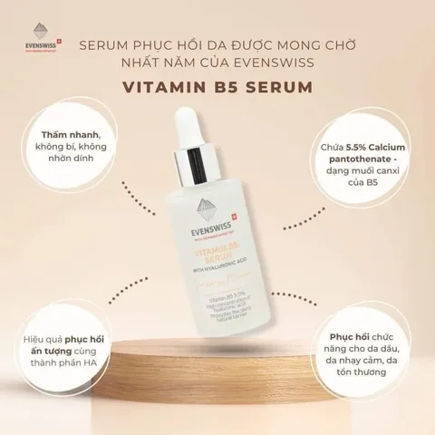 Serum Dưỡng Ẩm Evenswiss Vitamin B5 50ml - Phục Hồi Da Nhạy Cảm, Cung Cấp Độ Ẩm, Chống Nếp Nhăn, Hyaluronic Acid