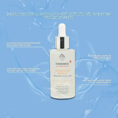 Serum Dưỡng Ẩm Evenswiss Vitamin B5 50ml - Phục Hồi Da Nhạy Cảm, Cung Cấp Độ Ẩm, Chống Nếp Nhăn, Hyaluronic Acid