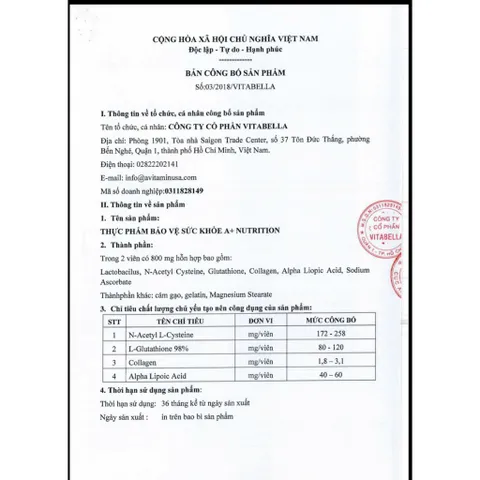 Viên Uống Trắng Da WHITE Collection A+ Nutrition - Giảm Sạm Nám, Chống Lão Hóa, Hộp 60 Viên, Từ Mỹ, Đem Lại Làn Da Rạng Rỡ