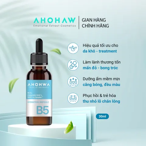 Tinh Chất Dưỡng Ẩm Ahohwa Hydration Ampoule B5 30ml - Phục Hồi, Chống Lão Hóa, Làm Dịu Da, Hàn Quốc, Chính Hãng 100%