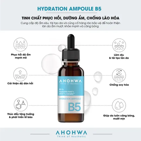 Tinh Chất Dưỡng Ẩm Ahohwa Hydration Ampoule B5 30ml - Phục Hồi, Chống Lão Hóa, Làm Dịu Da, Hàn Quốc, Chính Hãng 100%