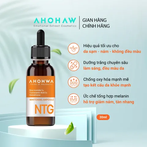 Tinh Chất AHOHAW Whitening Ampoule NTG - Dưỡng Trắng Da, Mờ Thâm Mụn, Ngăn Ngừa Lão Hóa, Chống Oxy Hóa - Chính Hãng Hàn Quốc