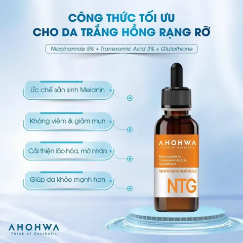 Tinh Chất AHOHAW Whitening Ampoule NTG - Dưỡng Trắng Da, Mờ Thâm Mụn, Ngăn Ngừa Lão Hóa, Chống Oxy Hóa - Chính Hãng Hàn Quốc