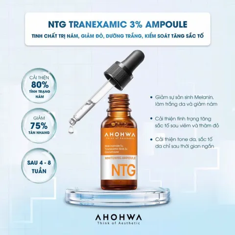 Tinh Chất AHOHAW Whitening Ampoule NTG - Dưỡng Trắng Da, Mờ Thâm Mụn, Ngăn Ngừa Lão Hóa, Chống Oxy Hóa - Chính Hãng Hàn Quốc