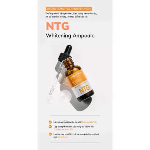 Tinh Chất AHOHAW Whitening Ampoule NTG - Dưỡng Trắng Da, Mờ Thâm Mụn, Ngăn Ngừa Lão Hóa, Chống Oxy Hóa - Chính Hãng Hàn Quốc
