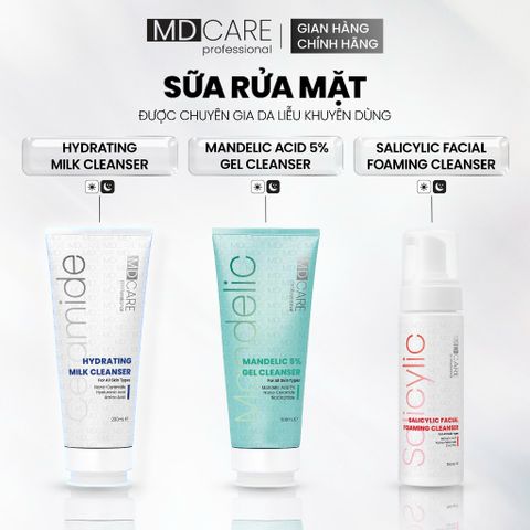 Sữa Rửa Mặt Bọt MD CARE BHA Cho Da Dầu Mụn Nhạy Cảm 200ml - Giải Pháp Làm Sạch Sâu, Kiểm Soát Dầu và Ngăn Ngừa Mụn