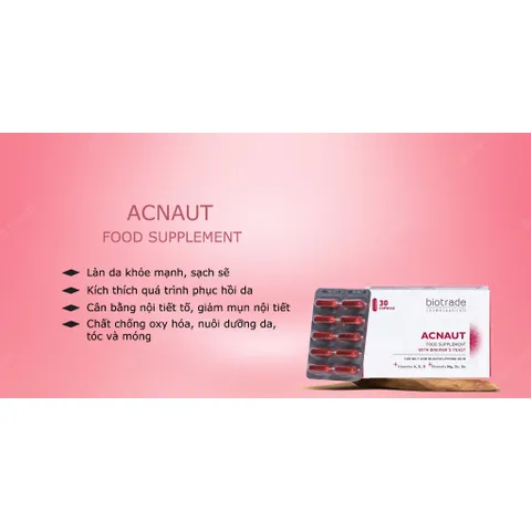 Viên Uống Giảm Mụn Biotrade Acnaut - Thực Phẩm Chức Năng 30 Viên, Hỗ Trợ Da Sáng Khỏe, Giảm Thâm, Kiềm Dầu