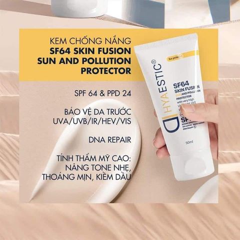 Kem Chống Nắng Hyaestic Skin Fusion SPF50+ - Bảo vệ Da Chống UV và Ô Nhiễm, Giúp Làm Sáng và Kháng Nước 50ml