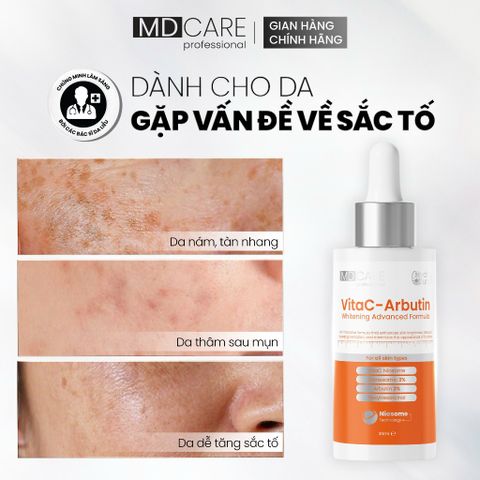 Serum MD CARE VitaC-Arbutin 30ml - Công Thức Làm Sáng Da Chống Lão Hoá, Giảm Nám, Cải Thiện Đều Màu Da