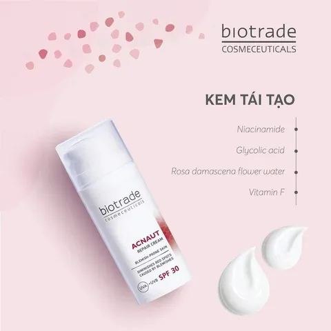 Kem Dưỡng Biotrade Acnaut Repair Cream 30ml - Ngừa Sẹo, Tái Tạo Da Sau Mụn, Loại Bỏ Đốm Đỏ, Chống Nắng SPF 30, Chống Oxy Hóa