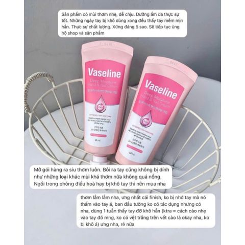 Kem Dưỡng Da Tay Vaseline Deep Moisture Hand & Nail Cream Và Móng giúp chăm sóc cho da tay mềm mại hơn 60ml