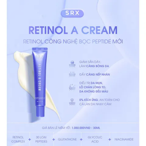 Kem Dưỡng Da SRX Retinol A Cream 30ml - Tái Tạo, Trẻ Hóa, Chống Lão Hóa, Hỗ Trợ Da Mịn Màng, Sáng Bóng Cho Mọi Loại Da
