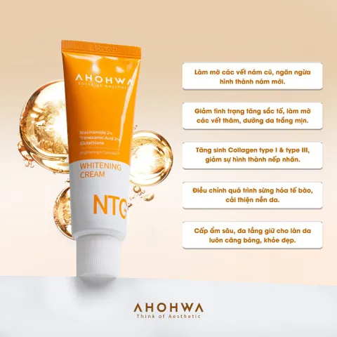 Kem Dưỡng Trắng Da AHOHWA NTG Whitening Cream 50g - Giảm Thâm Nám, Chống Lão Hóa và Cấp Ẩm Hiệu Quả, Chính Hãng Hàn Quốc