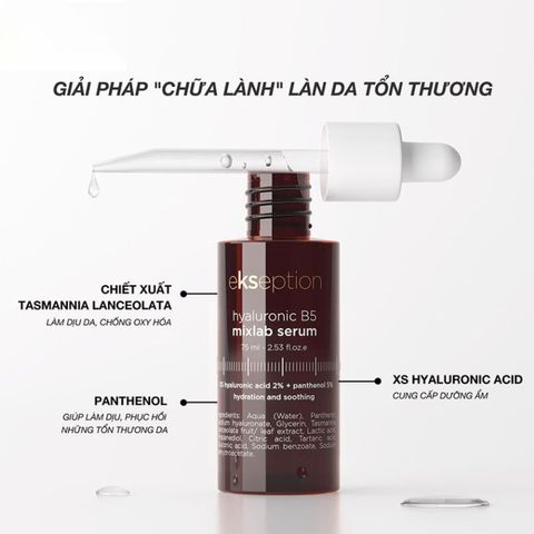 Ekseption Hyaluronic B5 Serum - Tinh Chất Cấp Ẩm Phục Hồi Làm Dịu Da - 75ml Cho Da Khô Mỏng Yếu