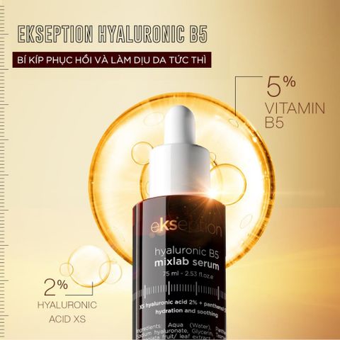 Ekseption Hyaluronic B5 Serum - Tinh Chất Cấp Ẩm Phục Hồi Làm Dịu Da - 75ml Cho Da Khô Mỏng Yếu