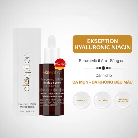 Serum Ekseption Hyaluronic Niacin 75ml - Dưỡng ẩm, trắng sáng da, mờ thâm mụn với 5% Niacinamide và Hyaluronic Acid, hàng nhập khẩu từ Tây Ban Nha.
