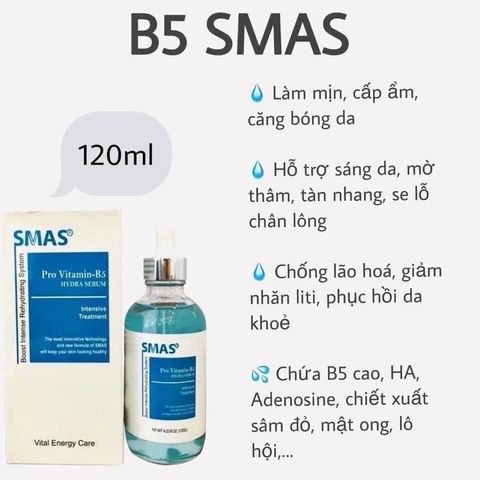 Tinh Chất Serum SMAS Pro Vitamin B5 Hydra Dưỡng Ẩm Phục Hồi Da Tổn Thương 120g - Tăng Cường Độ Đàn Hồi, Cấp Nước Cho Da khỏe mạnh
