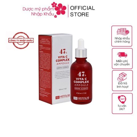 Tinh Chất Serum Histolab Vita C Complex Ampoule 47% - Dưỡng Trắng Sáng Da, Tăng Collagen, Chống Lão Hóa, An Toàn Cho Mọi Loại Da