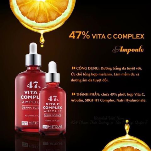 Tinh Chất Serum Histolab Vita C Complex Ampoule 47% - Dưỡng Trắng Sáng Da, Tăng Collagen, Chống Lão Hóa, An Toàn Cho Mọi Loại Da