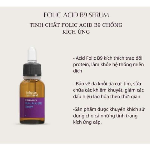 Juliette Armand Elements Folic Acid B9 Serum 20ml - Tinh Chất Phục Hồi Làm Dịu Da, Chống Lão Hóa, Dưỡng Ẩm, Giảm Kích Ứng Da
