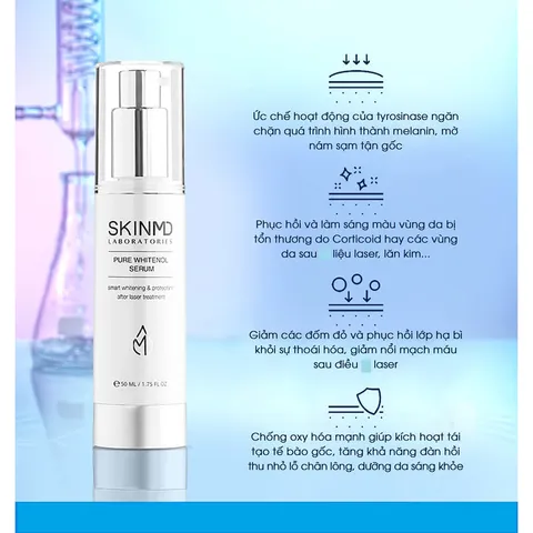 Serum SkinMD Pure Whitenol 50ml - Tinh Chất Giảm Mờ Nám Sạm Da, Làm Sáng Da, Nhập Khẩu Hàn Quốc